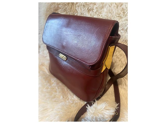 Borsa Dior in pelle bordeaux con logo CD Bordò - vista 5