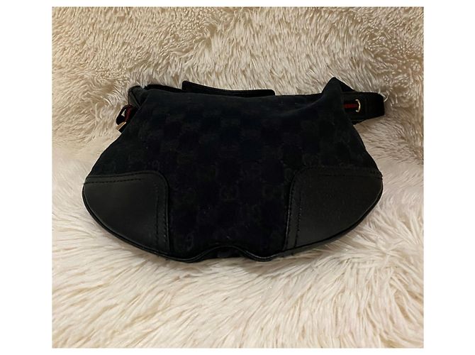 Borsa a tracolla Gucci Hobo tela e pelle nera monogramma GG Nero - vista 3