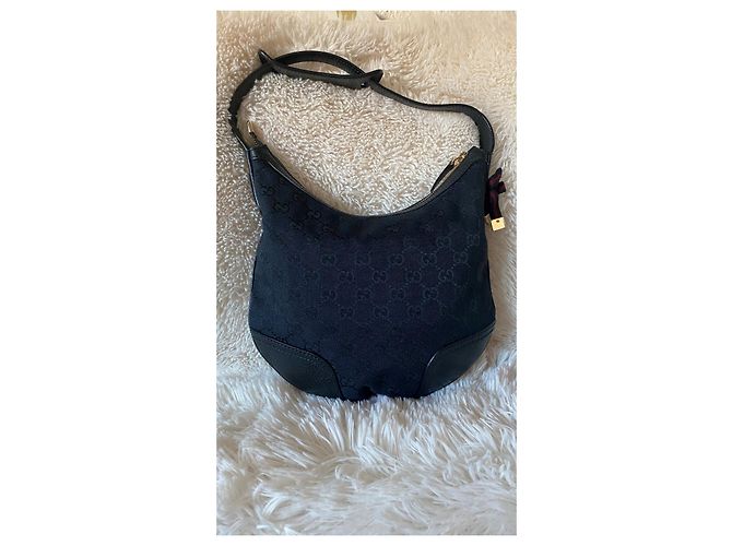 Borsa a tracolla Gucci Hobo tela e pelle nera monogramma GG Nero - vista 5