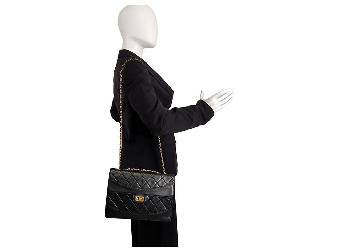 Borsa a tracolla Chanel Timeless Classica 2.55 matelassé in pelle nera Nero - vista 7