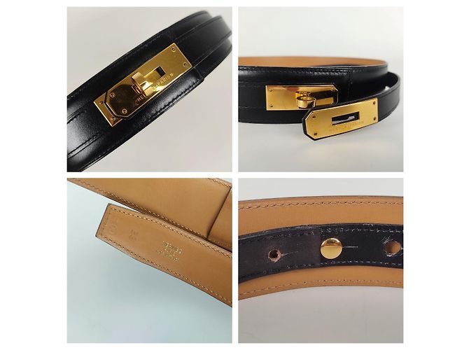 Hermès Damengürtel Kelly aus schwarzem Leder - Ansicht 5