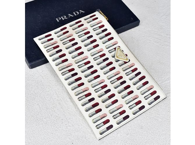 Prada Clutch de piel con estampado de pintalabios - Ansicht 7