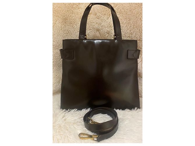Borsa a mano Gucci Marrone scuro in vernice - vista 2