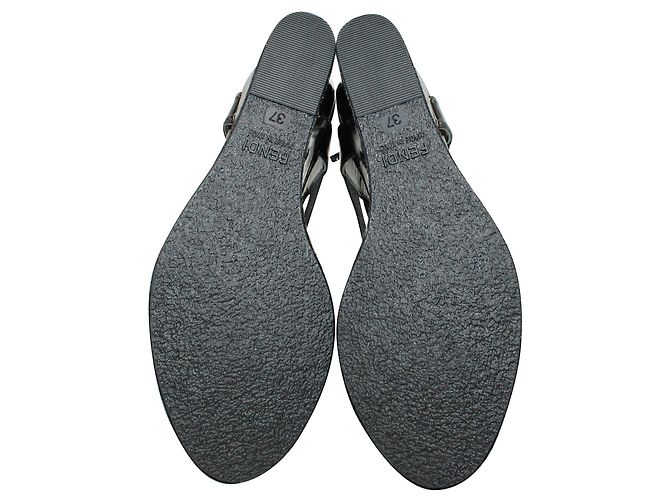 Fendi Sandales compensées noires Vernice - vue 5