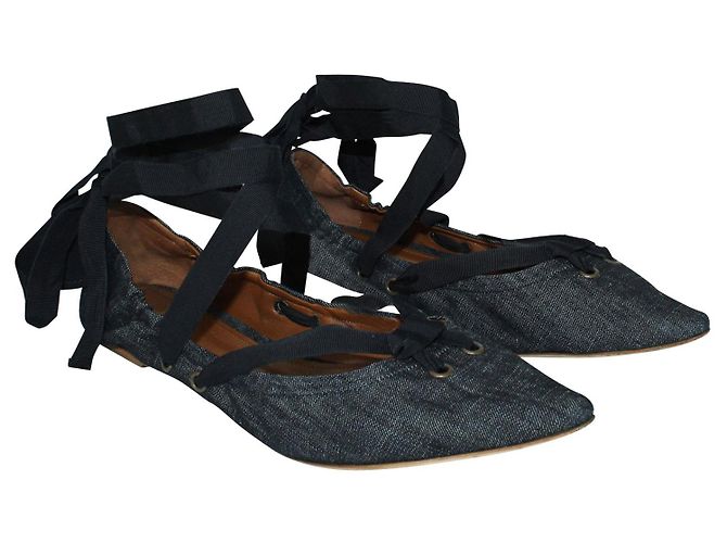 Tomas maier Ballerine a punta in denim - vista 2