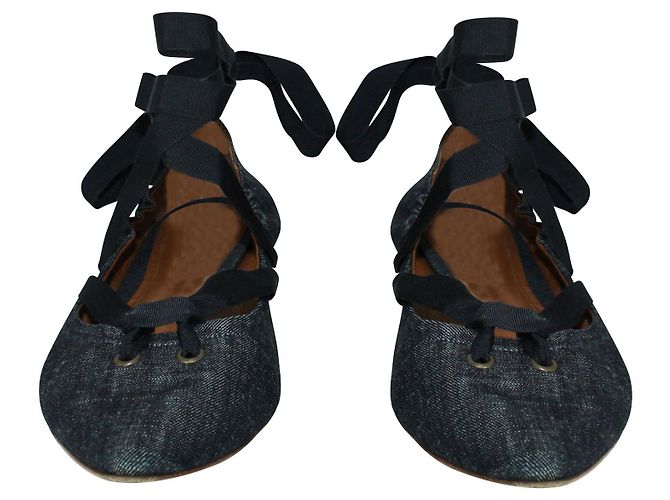 Tomas maier Ballerine a punta in denim - vista 3