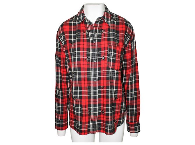 Elizabeth And James Camicia Rossa a Quadri con Abbellimenti - vista 2