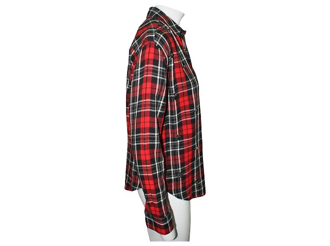 Elizabeth And James Camicia Rossa a Quadri con Abbellimenti - vista 4