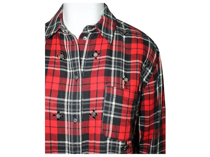 Elizabeth And James Camicia Rossa a Quadri con Abbellimenti - vista 5
