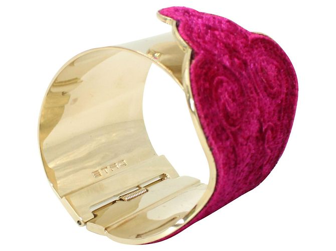 Etro Bracciale in velluto fucsia e oro metallizzato - vista 3