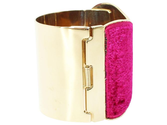 Etro Bracciale in velluto fucsia e oro metallizzato - vista 4