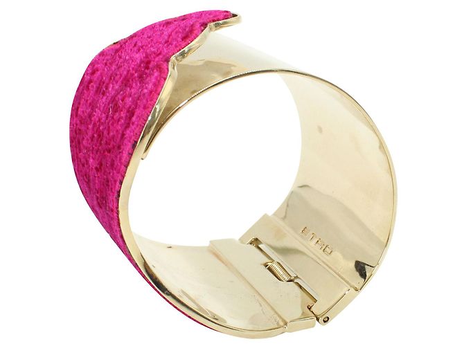 Etro Bracciale in velluto fucsia e oro metallizzato - vista 5
