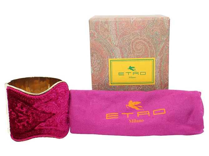 Etro Bracciale in velluto fucsia e oro metallizzato - vista 7