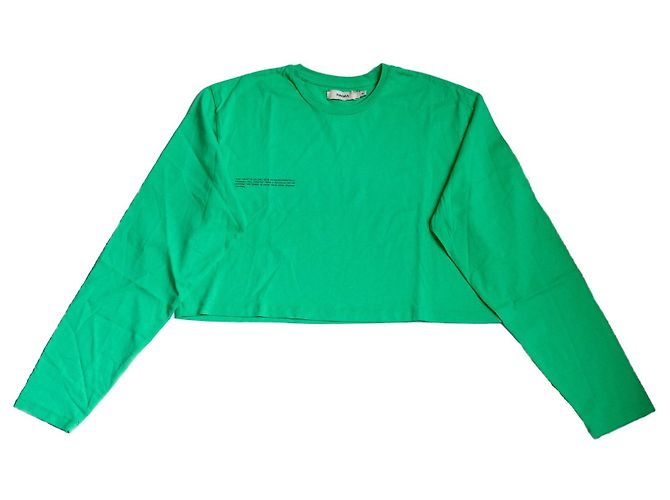 Autre Marque Crop top a manica lunga Pangaia verde in cotone - vista 2