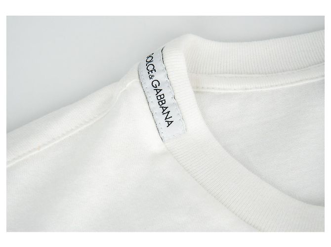 Camiseta Dolce & Gabbana blanca de algodón con estampado y bordado Blanco - vista 3