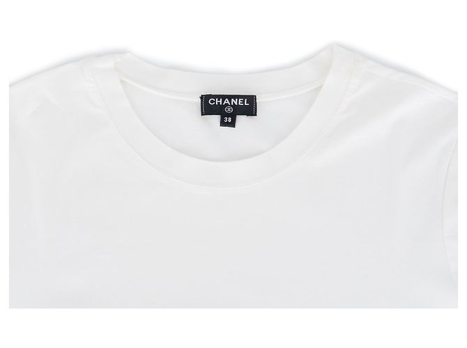 Camiseta Chanel de algodón blanca con estampado de terciopelo Blanco - vista 3