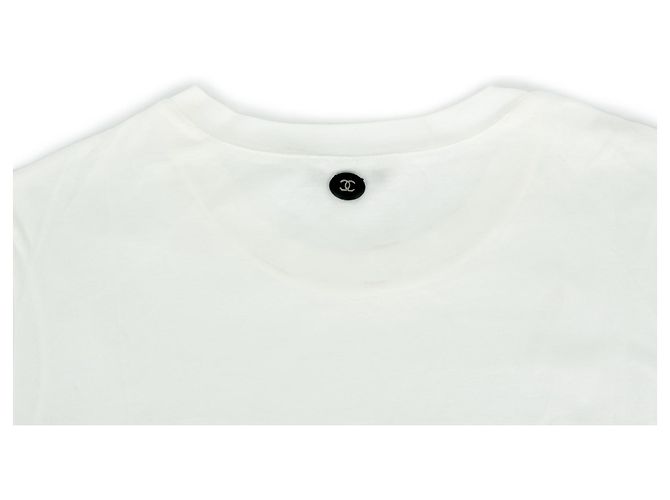Camiseta Chanel de algodón blanca con estampado de terciopelo Blanco - vista 4