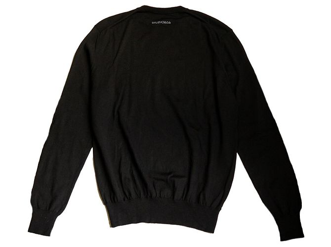 Balenciaga Pullover aus Wolle schwarz mit Stickerei auf der Rückseite - Ansicht 2