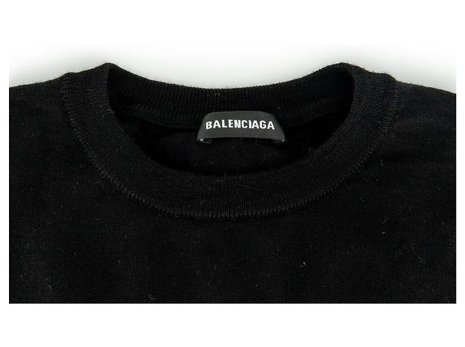 Balenciaga Pullover aus Wolle schwarz mit Stickerei auf der Rückseite - Ansicht 3