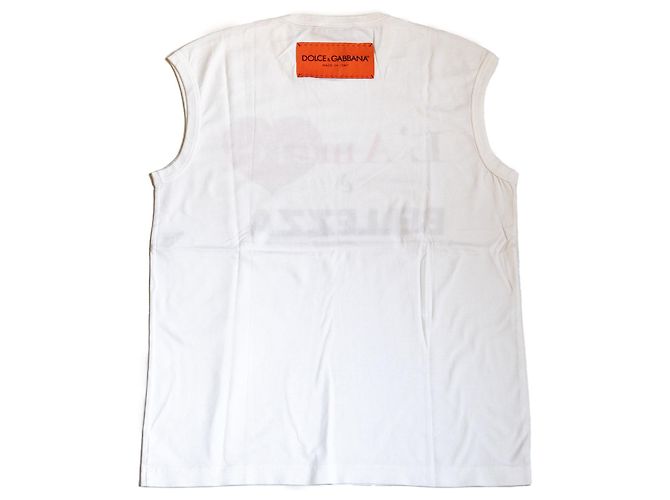 Camiseta de Tirantes Dolce & Gabbana Blanca de Algodón con Estampado Blanco - vista 2