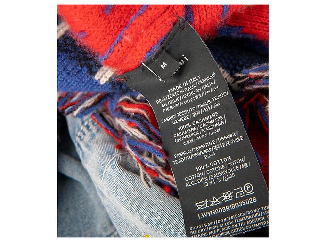 Cardigan Alanui Multicolor in Cachemire Rosso Blu - vista 5