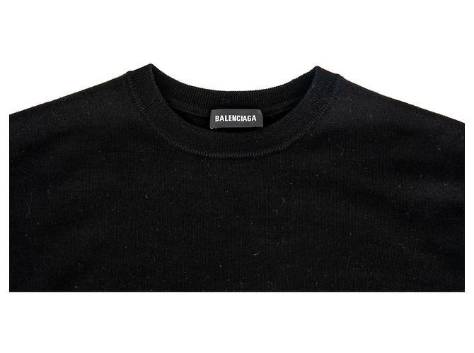 Balenciaga Wollpullover mit Stickerei auf dem Rücken Schwarz - Ansicht 3