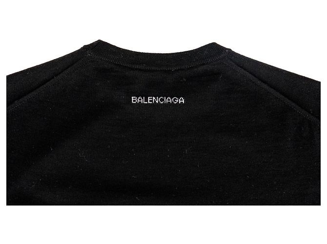 Balenciaga Wollpullover mit Stickerei auf dem Rücken Schwarz - Ansicht 4