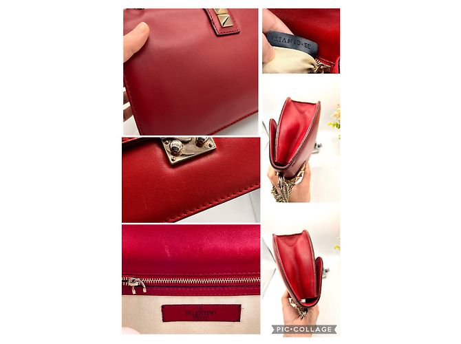 Clutch Valentino Garavani Glam Lock Rossa in Pelle - vista 12