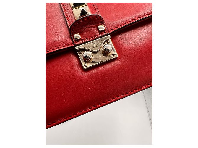 Clutch Valentino Garavani Glam Lock Rossa in Pelle - vista 5
