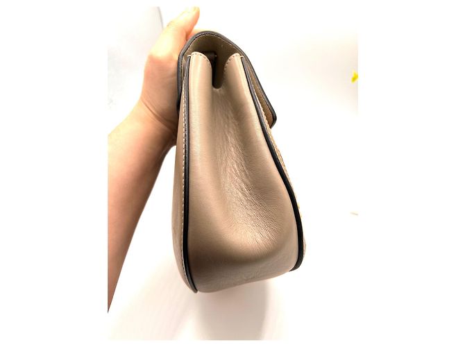Clutch Chloé Drew in pelle beige - vista 10