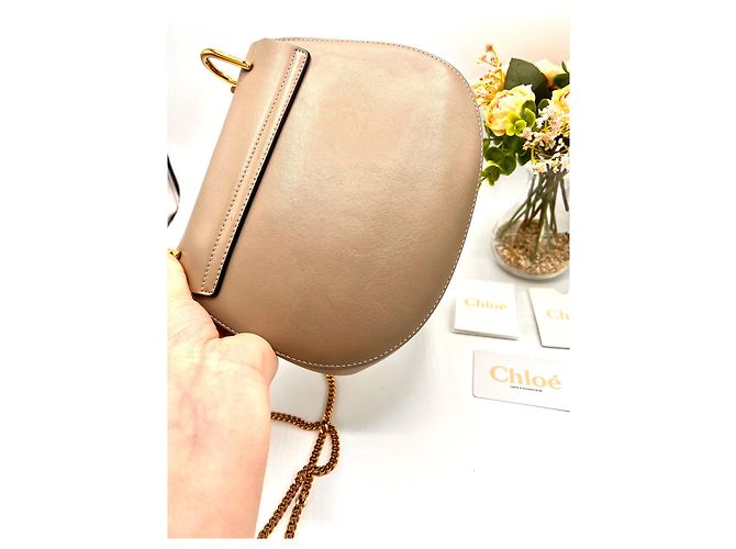 Clutch Chloé Drew in pelle beige - vista 12