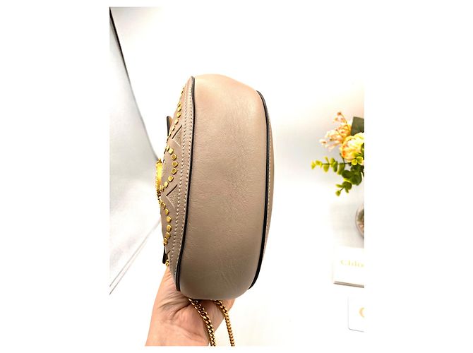 Clutch Chloé Drew in pelle beige - vista 13