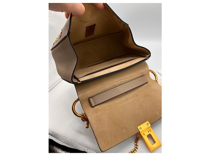 Clutch Chloé Drew in pelle beige - vista 6