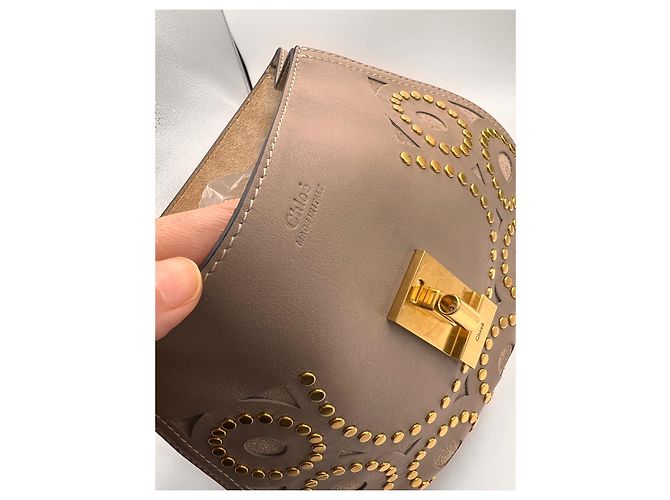 Clutch Chloé Drew in pelle beige - vista 7
