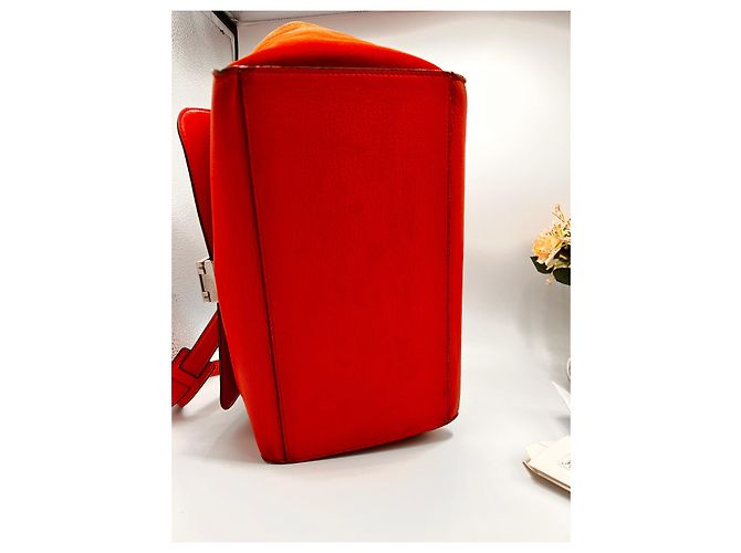 Borsa a mano Céline Trapeze arancione in pelle - vista 14
