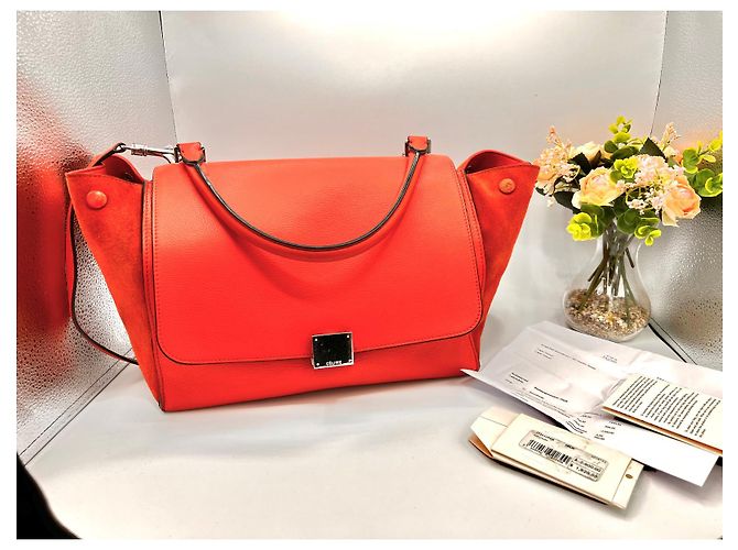 Borsa a mano Céline Trapeze arancione in pelle - vista 2