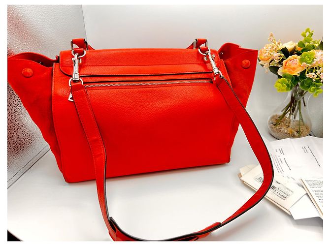 Borsa a mano Céline Trapeze arancione in pelle - vista 3
