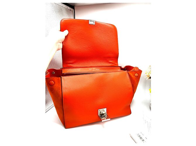 Borsa a mano Céline Trapeze arancione in pelle - vista 5