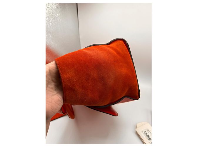 Borsa a mano Céline Trapeze arancione in pelle - vista 7