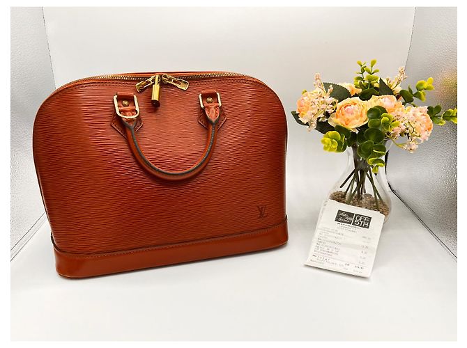 Louis Vuitton Alma in pelle Epi arancione - vista 3