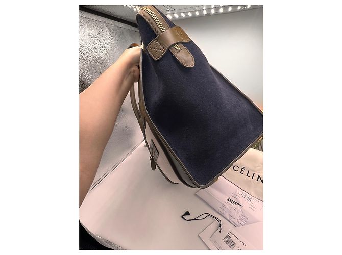 Borsa Céline Luggage Mini Khaki e Blu Scuro in Pelle - vista 14