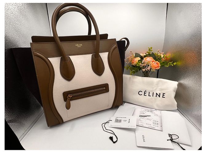 Borsa Céline Luggage Mini Khaki e Blu Scuro in Pelle - vista 15