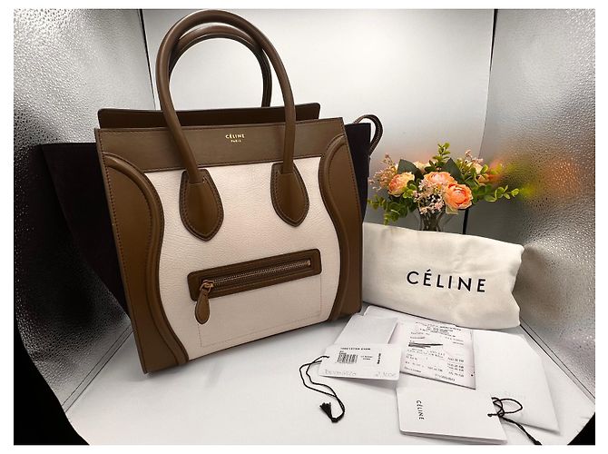 Borsa Céline Luggage Mini Khaki e Blu Scuro in Pelle - vista 17