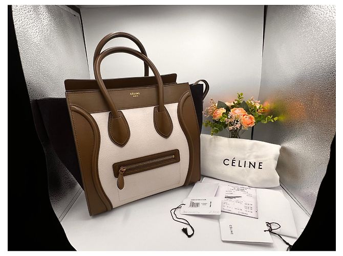 Borsa Céline Luggage Mini Khaki e Blu Scuro in Pelle - vista 2