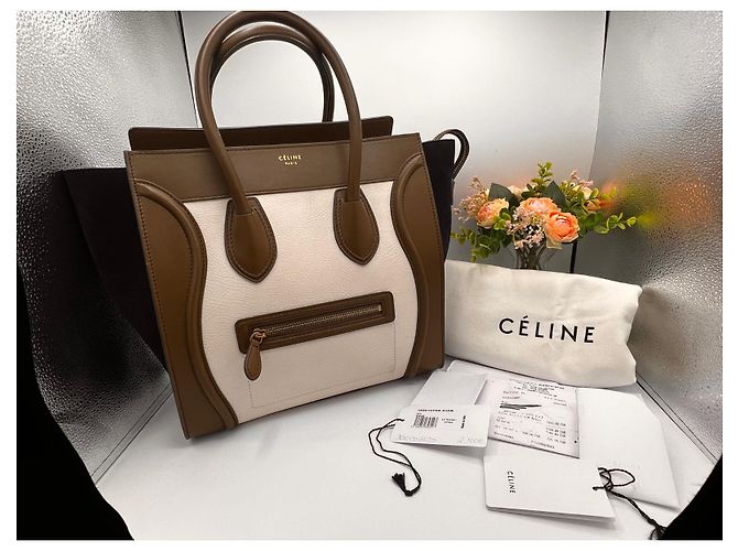 Borsa Céline Luggage Mini Khaki e Blu Scuro in Pelle - vista 3