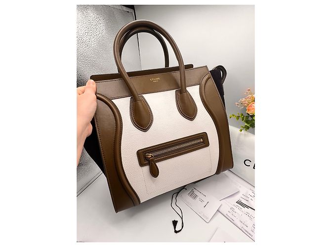Borsa Céline Luggage Mini Khaki e Blu Scuro in Pelle - vista 5