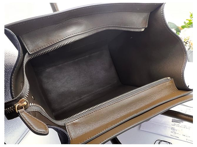 Borsa Céline Luggage Mini Khaki e Blu Scuro in Pelle - vista 8