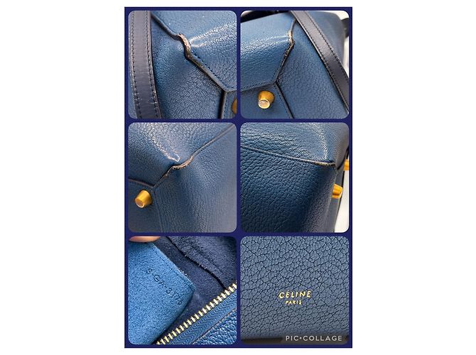 Big Bag Cintura Céline Mini Blu in Pelle e Scamosciata - vista 12