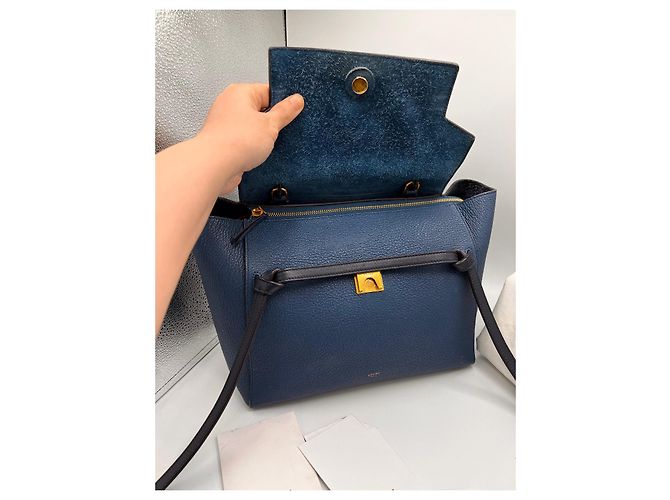 Big Bag Cintura Céline Mini Blu in Pelle e Scamosciata - vista 16