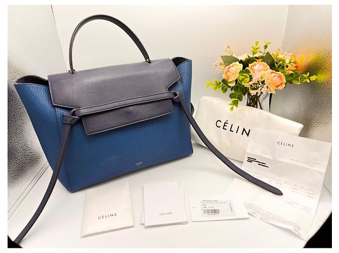 Big Bag Cintura Céline Mini Blu in Pelle e Scamosciata - vista 2